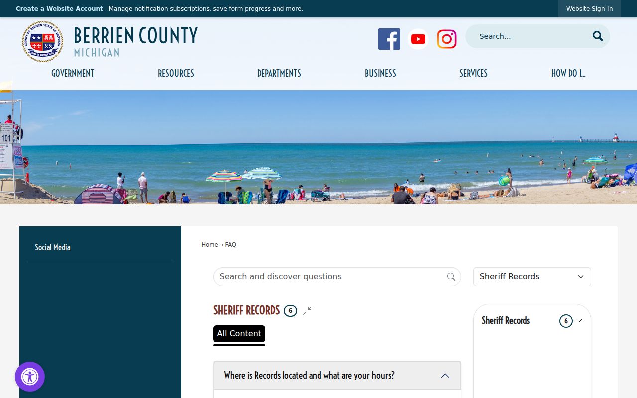Berrien County warrant records Sheriff FAQ page explaining identity checks